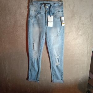 Wallflower High Waisted Distressed Ankle Length Cuffed Hem Size 3 New